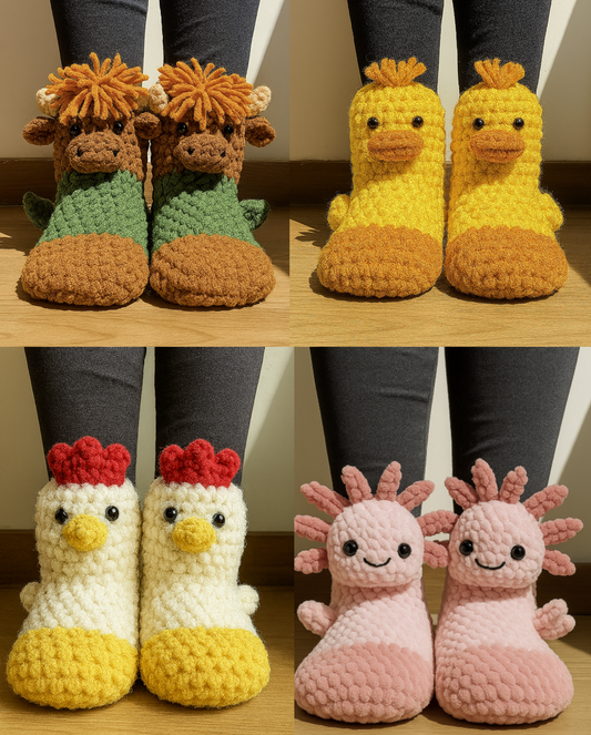 4 Slippers Crochet Pattern Bundle