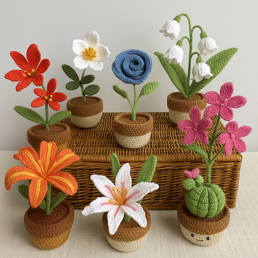 7 Flower Pots - Crochet Pattern Bundle