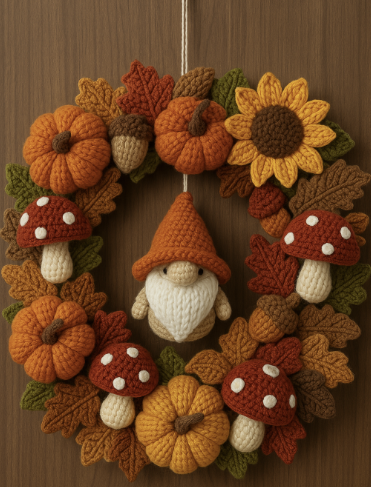 Autumn Gnome Wreath - Crochet Pattern